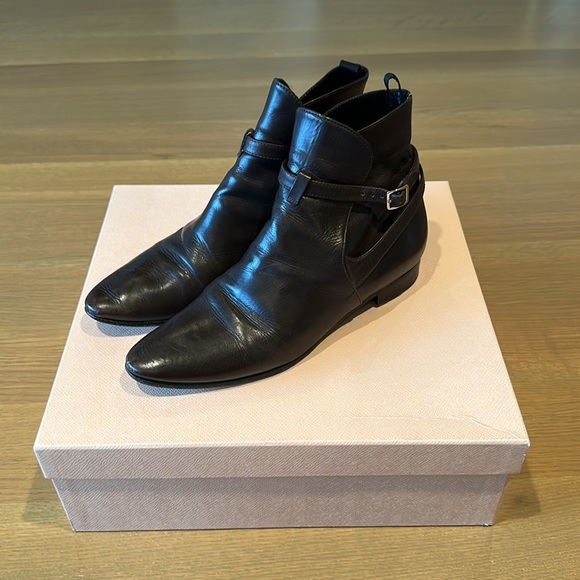 Prada Shoes - Prada Brown Ankle Boots with Buckle